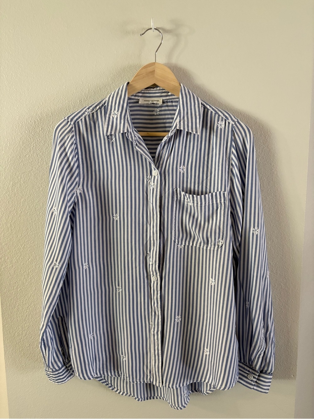 beachlunchlounge Blue and White Striped Button-Down Shirt